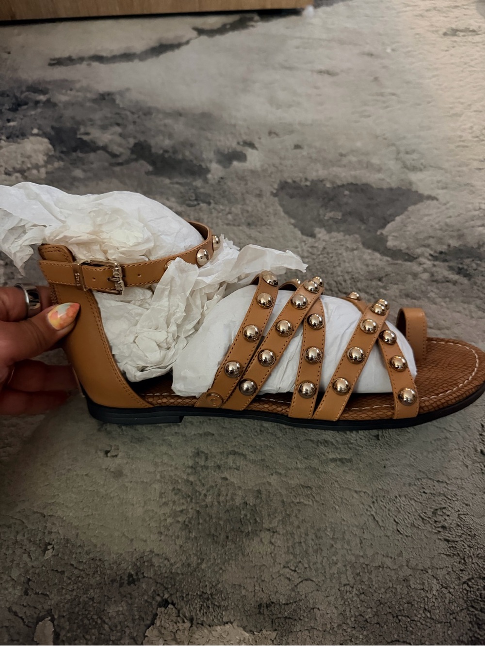 Studded Tan Gladiator Sandals